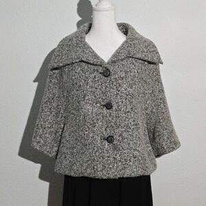 Classic Cropped Tweed Peacoat Womems Small